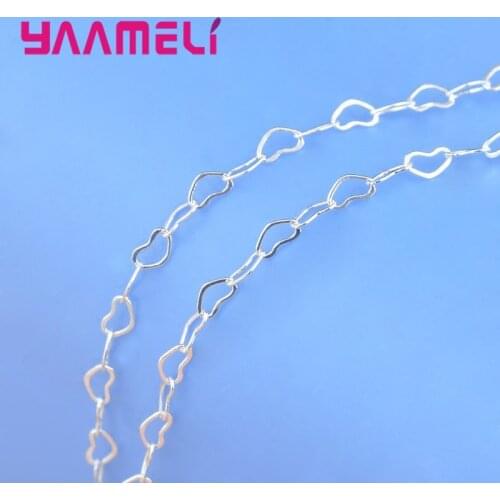 Korea Stylish Top Quality 18/24 Inch Genuine 925 Sterling Silver Heart Design Necklace Chains Romantic Jewelry