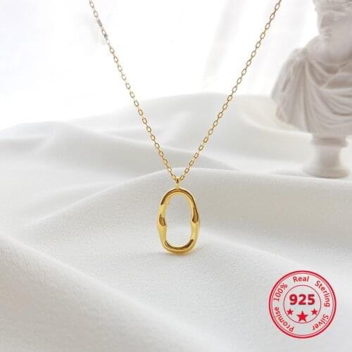 Pure 925 Silver European American New Design Creative Concise 14k Pendant Necklace Fine Jewelry