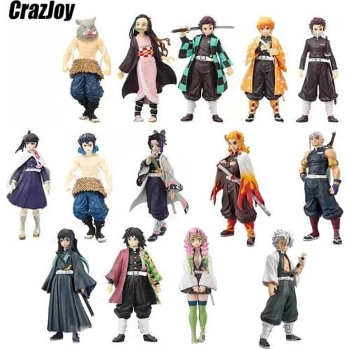 Anime Figure Demon Slayer Kamado Tanjirou Nezuko Action Figures PVC Model Toys Zenitsu Figurine Inosuke Kimetsu No Yaiba Figura