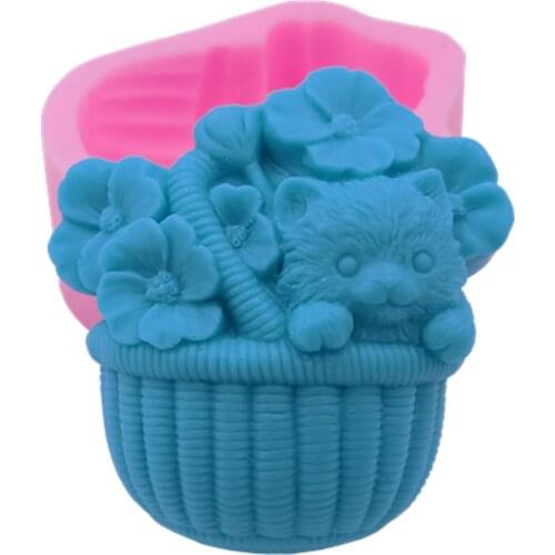 Flower Cat Design Soap Molds 3D DIY Silicone Mold for Soap Making