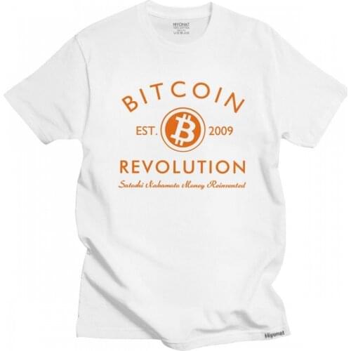 Cool Bitcoin Tshirt Mens Short Sleeves Cryptocurrency Revolution Tee Tops Crew Neck Fitted Soft Cotton Fashion T Shirt Clothing