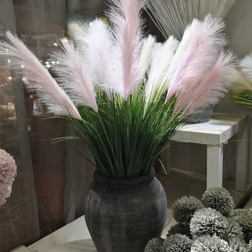 90cm 5 Heads Large Artificial Plants Bouquet Plastic Onion Grass Fake Reed Tree Branch Wedding Flower For Home Autumn Decor