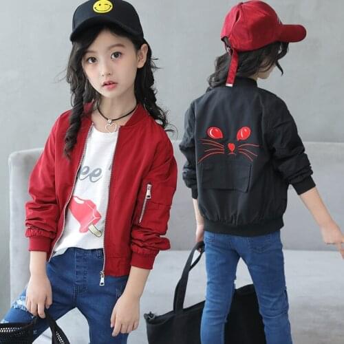 Girls Jackets Coat Spring Autumn Children Clothing Long Sleeve Cartoon Cat Clothes for Girls 4 6 8 10 12 13 Years Girls Outwear