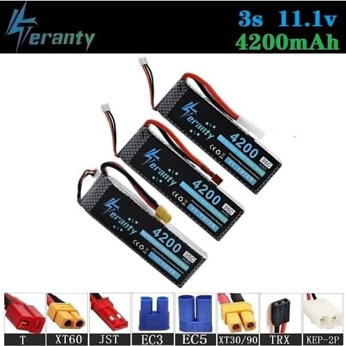 100% Capacity 3S 11.1v 4200mAh 35C LiPo Battery For RC Drone RC Cars RC Robots RC Boats toy 11.1v Rechargeable Lipo Battery 3pcs