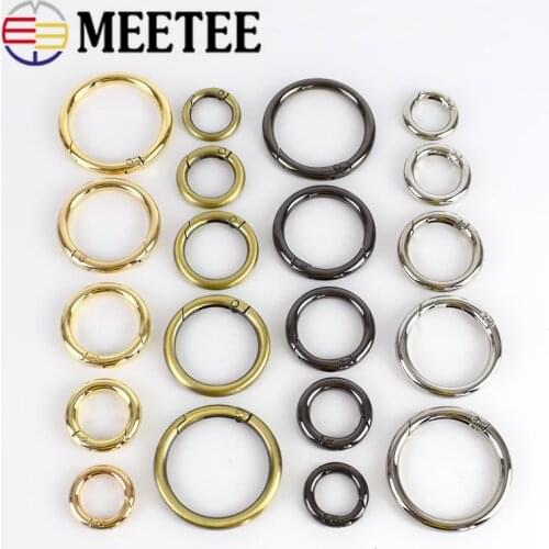 Meetee 10/50pcs 16/20/25/32/38/50mm Metal Spring O Ring Openable Keyring Bag Belt Strap Chain Buckles Snap Clasp Leather Craft