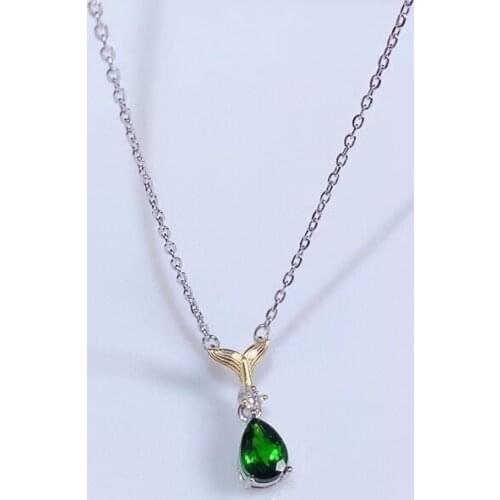 Fashion cute pattern Natural green diopside stone Necklace natural gemstone Pendant Necklace S925 silver girl party gift Jewelry
