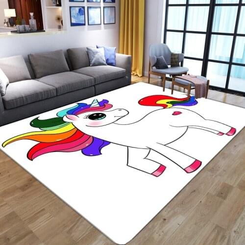 Cartoon Unicorn 3D Printed Carpet Child Room Play Area Rugs Soft Flannel Memory Foam Girl Room Gamer Big Carpets for Living Room