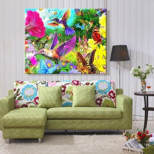 Paint by number art painting by numbers Birds' twitter and fragrance of flowers animals Lovely vitality bird flower Ladybug