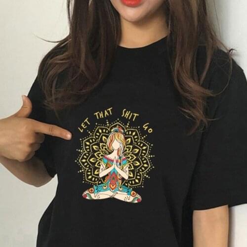 New Women casual Harajuku fashion T-shirt Loose short sleeve top Let That Shit Go Print Girl Couples Clothes Sister T-shirt