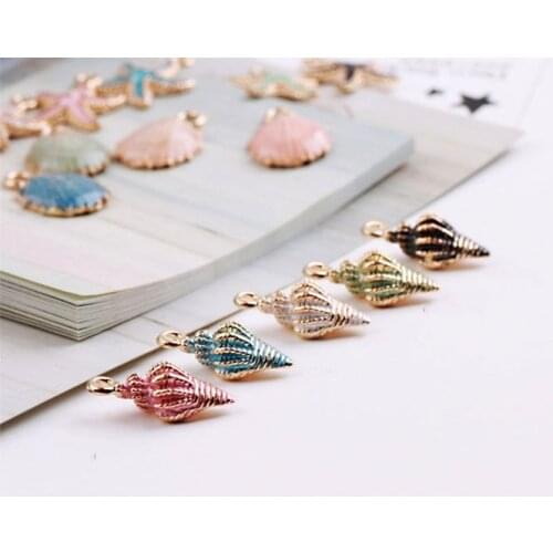 New Arrival 10Pcs 20MM Hole 1.5mm Colourful Nautical Conch Sea Enamel Charms For DIY Bracelet Necklace Jewelry Accessory