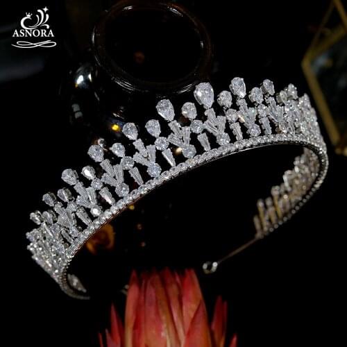 New Design Shiny Crystal Headdress Wedding Extended Version Crown ASNORA Bridal Headdress Accessories CZ Headdress Crown