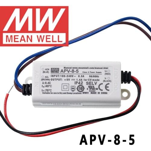 Original Mean Well APV-8-5 meanwell 5V/1.4A Constant Voltage design 7W Single Output LED Switching Power Supply