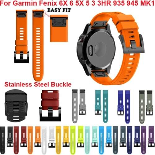 22 26MM Quick fit Watchband Strap for Garmin Fenix 6X 6 Watch Easyfit Wrist Band For Fenix 5X 5 3 3HR Forerunner 945 Watch Strap