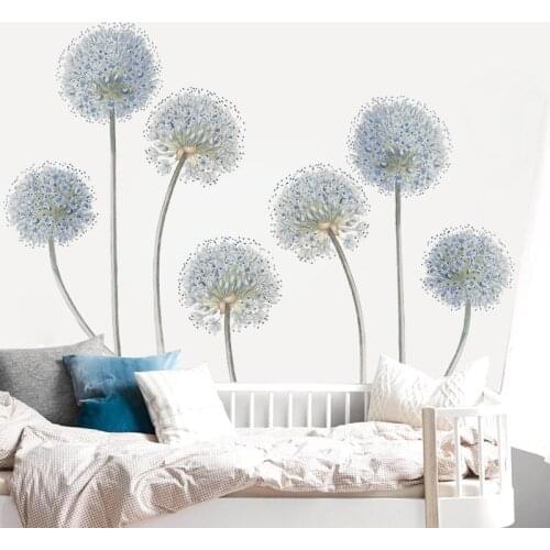 Romantic 3D Wall Stickers Dandelion Flowers Plant Mural for Kids Room Baby Bedroom Decoration Aesthetic Removable Wallpaper