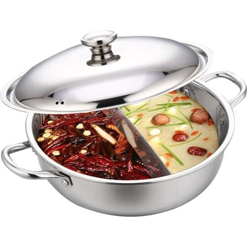 S-type Separator Hot Pot Cooker Kitchen Soup Cooking Pot Stainless Steel Two Different Flavors Heat Transfer Rapid Uniform