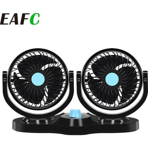 Car Dual Fan Car Interior Accessories 360 Degrees-round Car Cooling Accessories Swing Fan Ventilation Board Summer 12V/24V