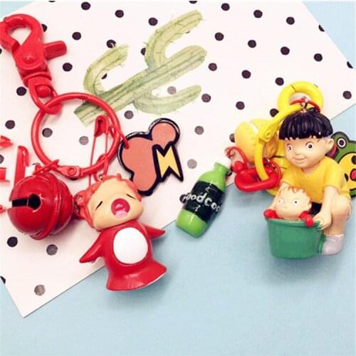 Japanese Anime goldfish Character Model Doll Keychain Couple Pendant Bag Purse Accessory for Miyazaki Hayao Comic Fans Key Rings