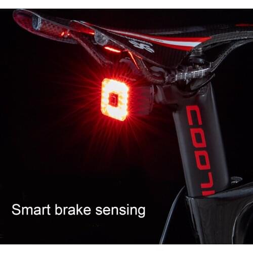 Smart Bike Tail Light IPX4 Waterproof Brake Bicycle Rear Lamp 6 Modes for Night Cycling Bike Accessories 350mAh