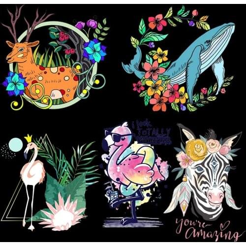 Women Dress Flower Patch Applique Iron On Transfers For Clothing Cartoon Stickers Animal Badge Patches On Clothes Thermo sticker
