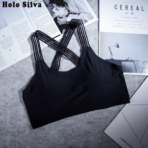 Women Tank Tops Black Bralette Padded Sexy Brassiere Full Cup Seamless Bra Beauty Back Wireless Fitness Seamless Underwear Tanks