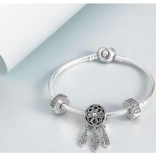 Genuine 925 Sterling Silver Fashion With Heart Button Bracelet Fit Original Pan Charm Female Diy Jewelry