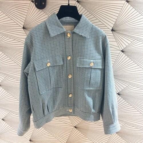 Summer womens clothing sets two pieces top button loose vintage casual elegant coat + plaid shorts