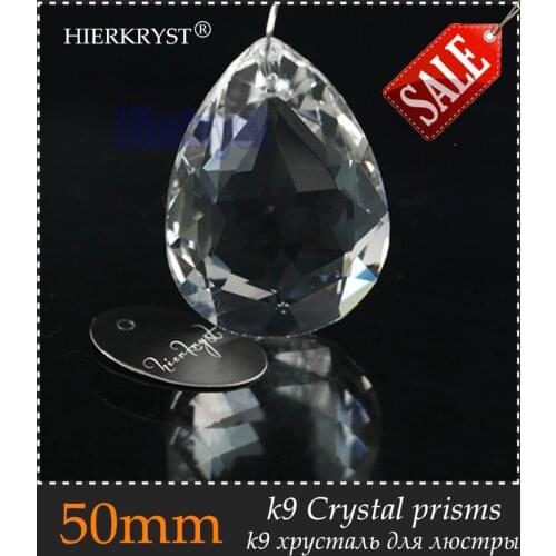 HIERKYST 1 pc K9 Glass Crystal Prisms Pendants Chandeliers Parts Lustres Rainbow Lamp Lighting Hang Drops 50mm 2" #1954