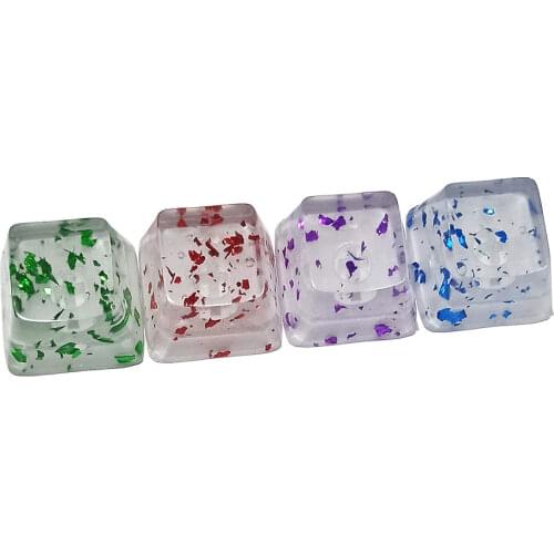 D08B 1PC New Keycap Personality Design RGB Transparent Sequins Cherry Profile R4 Keycap Gaming Keyboard Custom Resin Keycaps