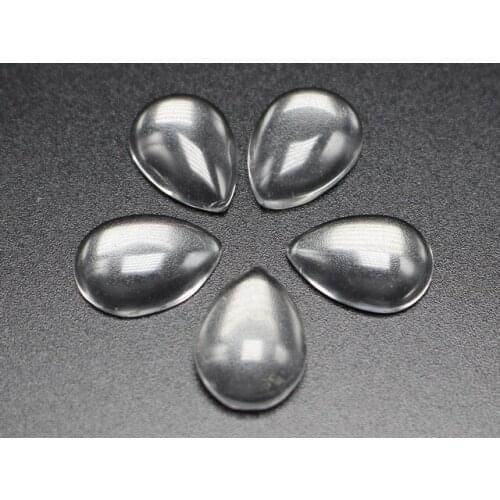 100 Transparent Clear Teardrop Dome Flatback Glass Cabochon 10X14mm