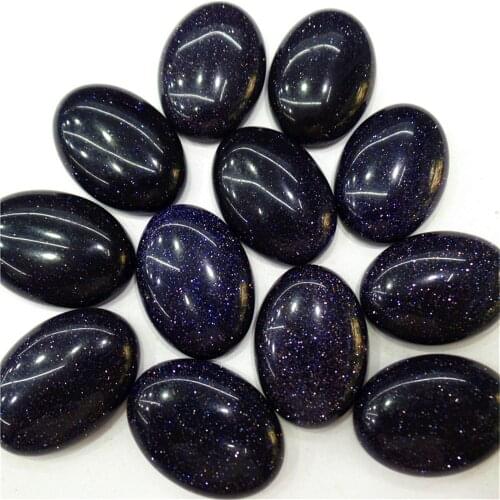 100Pcs 25x18x6mm Wholesale Blue Sand Stone Oval Cab Cabochon DIY Ring Handmade Jewelry Accessories S744