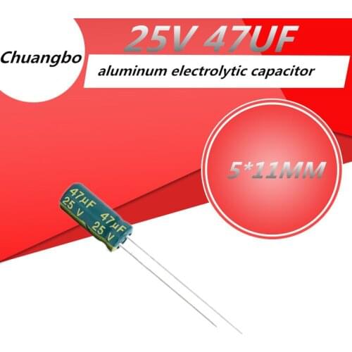 20pcs-100pcs 25V 47UF 5*11 Low ESR/Impedance high frequency aluminum electrolytic capacitor size 5*11MM 25V 47UF 20