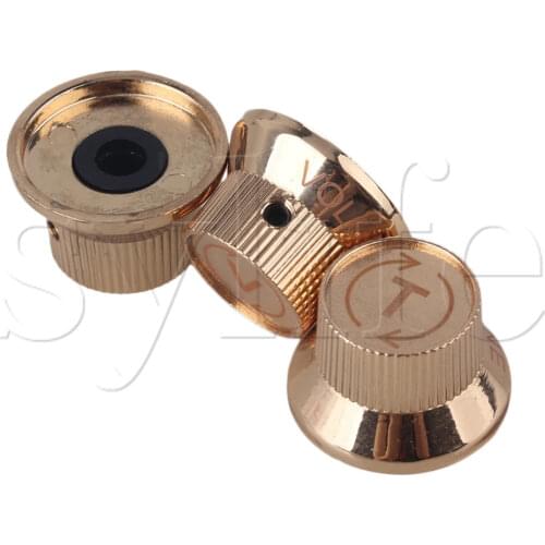 3pcs Metal Gold Control Knob 6mm ID Hole 1V2T for Electric Guitar