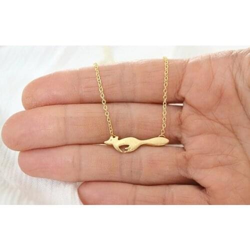 30PCS Cute Running Fox Necklaces Tiny Forest Focks Fox Tail Shape Pendant Chain Necklace Minimalist Animal Jewelry for Women