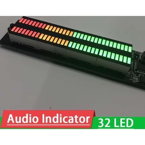 32 LED Audio Level Indicator Stereo Music Spectrum display board light VU Meter Amplifier FOR DC 12V 24V DIY Car MP3 player