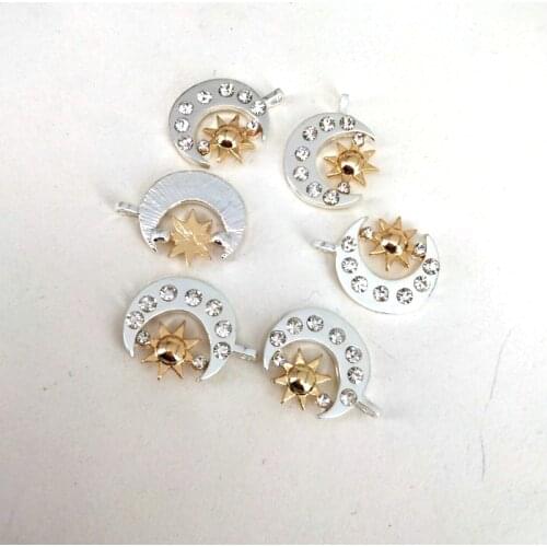 50 pcs new Pair Of Celestial gold Sun And silver color Moon pendant charm Best Friends Gift For Friend men women