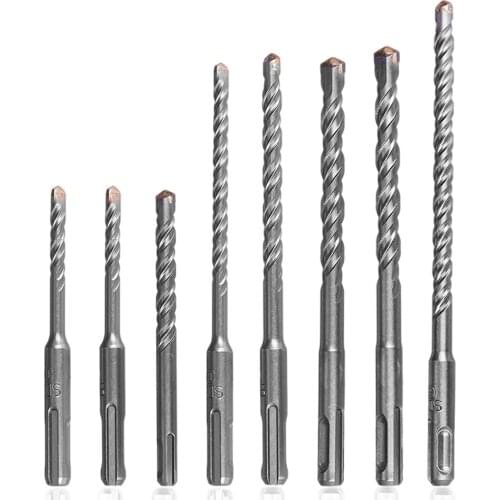 8pcs Electric Hammer Drill Bits 5mm 6mm 8mm 10mm 12mm SDS Plus Hole Saw Drill Set for Masonry Concrete Rock Stone Cement Wall