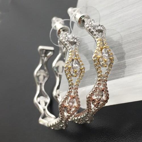 Lanyika Fashion Jewelry Irregular Geometry Big Ear Loops Micro Plated Zircon Wedding Banquet Elegant Bridal Daily Best Gift