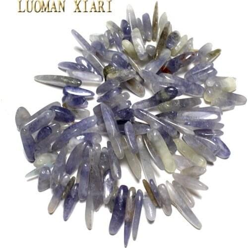 Wholesale 12-20 mm Stick Shape Natural Blue Purple Stone Beads For Jewelry Making DIY Necklace Bracelet Material Strand 15