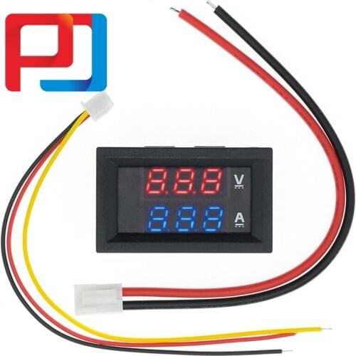 DC 0-100V 10A Digital Voltmeter Ammeter PULAR Dual Display Voltage Detector Current Meter Panel Amp Gauge 0.28" Red Blue