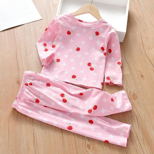 ChildrenS Cotton Pajamas Girls Baby Home Clothes Dots Suits Boys Long Sleeve Tops Autumn Breathable Pants Casual Loose Set