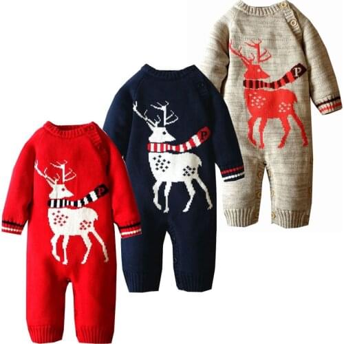 Winter Baby Romper Cotton Warm Christmas Deer Baby Clothes Newborn Girl Clothing Baby Boy Romper Infant Costume 6-18M