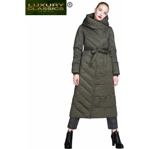 Long 2021 Parka New Women Winter Down Coat Female Fashion Laides Duck Down Jacket Thick Warm Elegant Outwear Hiver F18018