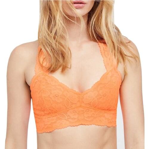 Women Sexy Bralette Beautiful Back Bra Full Lace Unlined Seamless Underwear Wire Free Bra Sleep Bra Plus Size 30-38 A-B-C