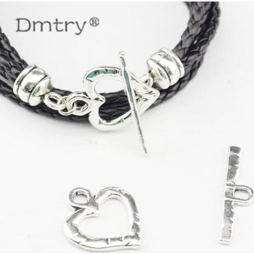 Dmtry 5set 40% Off Heart Diy Charms Ancient Silver Zinc Alloy OT Clasp Connectors Fit Bracelet Diy Accessories Wholesale LC0105