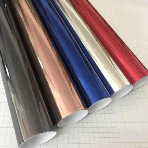 Strechable Black Silver Red Blue Mirror Chrome Electroplate Vinyl Car Wrap Foil Decal Car Motorcycle Sticker With Air Free