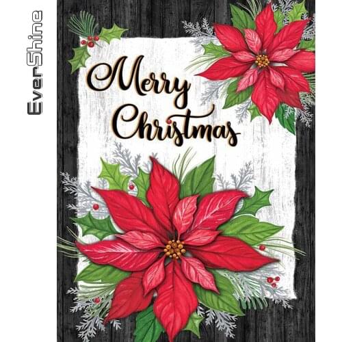 Evershine 5D DIY Diamond Painting Flower Cross Stitch Diamond Embroidery Christmas Rhinestone Picture Mosaic Handmade Gift