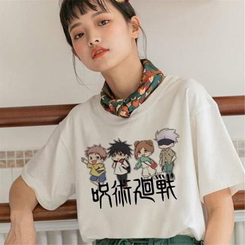Jujutsu Kaisen Anime Tops For Women Itadori Yuji Print Summer Tshirt Graphic O-Neck Short Sleeve Female Clothes Dropship