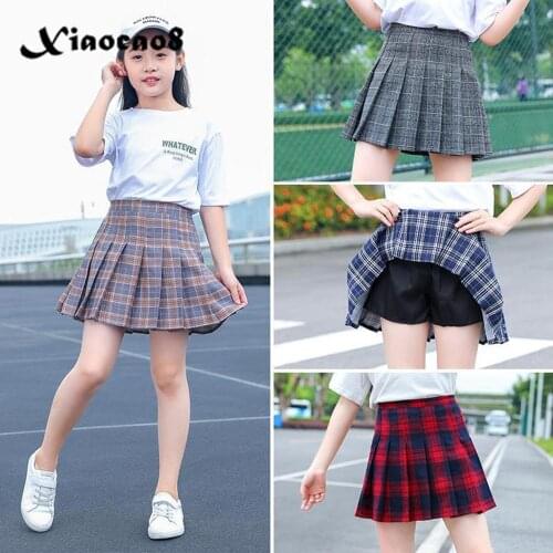 4-16Years Girls Plaid Skirts Kids Anti-light College Style Skirt for Girls Fashion Teenage Kids Big Girls Tutu Skirt Clothes