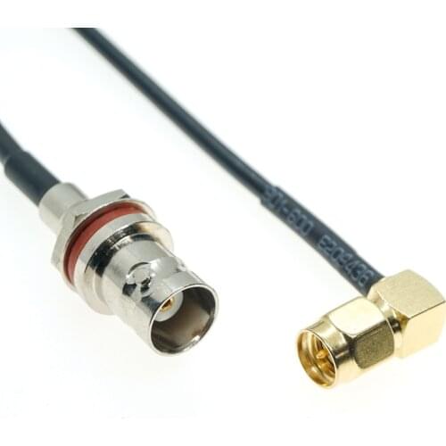 SMA Male Right Angle RA 90 Degree to BNC Female Bulkhead o-ring Connector RG174 Cable Pigtail Jumper S