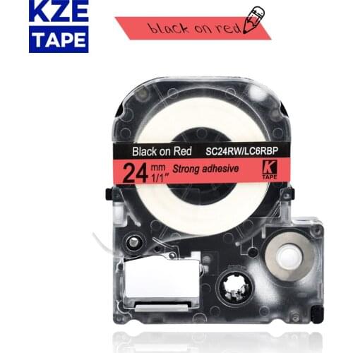 Epson label tape 24mm black on red SC24RW LC6RBP typewriter ribbon for KingJim label maker LW-300 LW400Epson label printer